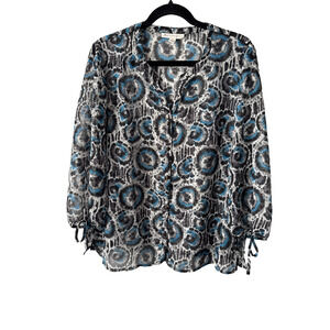 JM Collection Women’s Petite 16 Whimsigoth Sheer Colorful Metallic‎ Blouse Boho